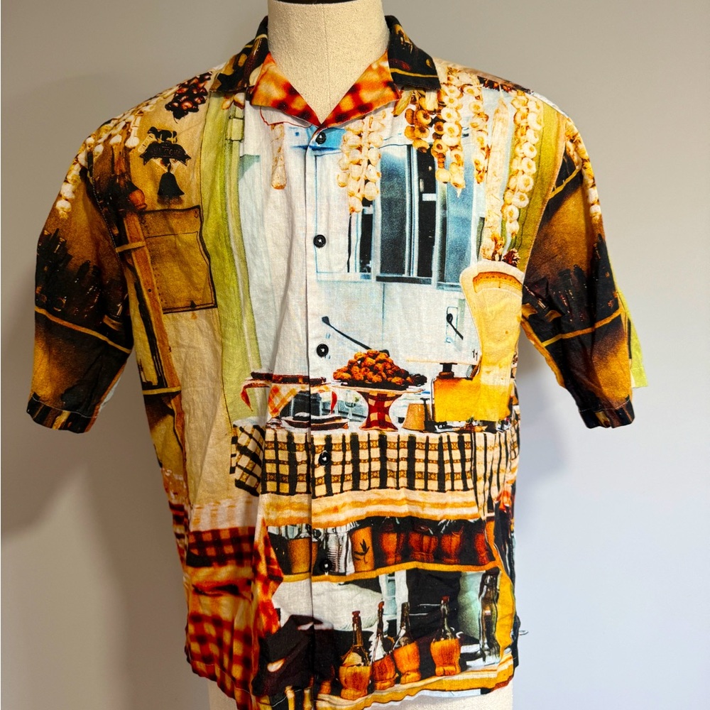 Linen topman camp collar resort shirt size medium